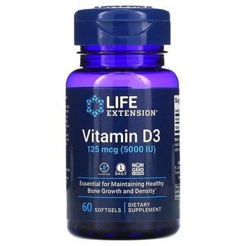 Вітаміни та мінерали Life Extension Vitamin D3 5000 IU, 60 капсул CN10871 фото