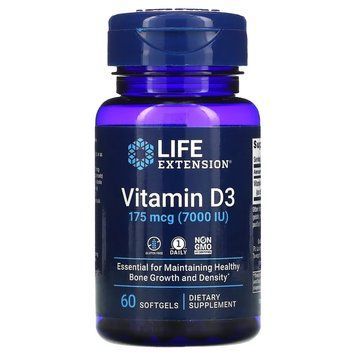 Вітаміни та мінерали Life Extension Vitamin D3 7000 IU, 60 капсул CN10872 фото