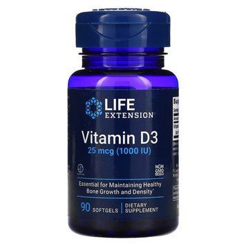 Вітаміни та мінерали Life Extension Vitamin D3 1000 IU, 90 капсул CN10873 фото