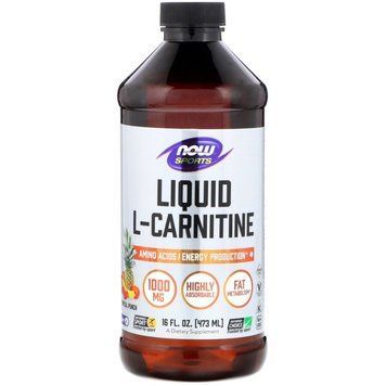 Жироспалювач NOW L-Carnitine 1000 mg Liquid, 473 мл - Фруктовий пунш CN708-2 фото