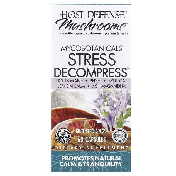 Суміш грибного міцелію та трав Host Defense MycoBotanicals Stress Decompress, 60 капсул для підтримки нервової системи CN15754 фото