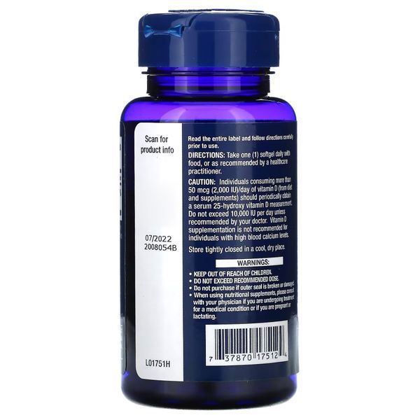 Вітаміни та мінерали Life Extension Vitamin D3 1000 IU, 250 капсул CN10874 фото