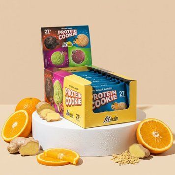 Блок протеїнового печива FitWin Protein Cookie 27%, 10*40 грамів - Апельсин-імбир CN20117-1 фото