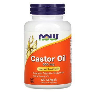 Натуральна добавка NOW Castor Oil 650 mg, 120 капсул CN10237 фото