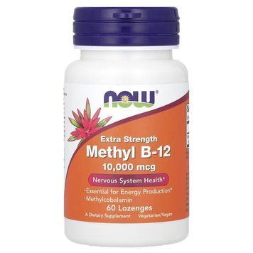Вітаміни та мінерали NOW Methyl B12 10000 mcg, 60 льодяників CN15612 фото