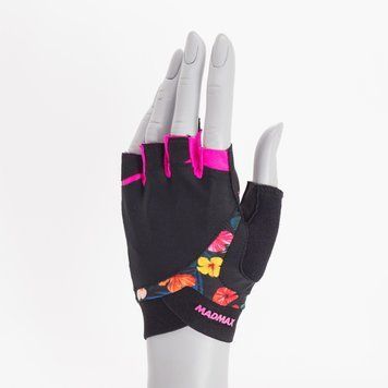 Рукавички для фітнесу MAD MAX Flower Power MFG 770, Black/Pink - XS CN6557-1 фото
