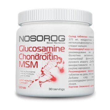 Препарат для суглобів і зв'язок Nosorog Glucosamine Chondroitin MSM, 120 таблеток CN9296 фото