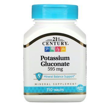 Вітаміни та мінерали 21st Century Potassium Gluconate 595 mg, 110 таблеток CN4272 фото