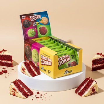 Блок протеїнового печива FitWin Protein Cookie 27%, 10*40 грамів - Червоний оксамит CN20119-1 фото