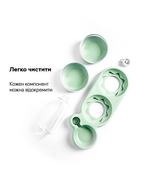 Подвійна миска для тварин Semi Animal Bowl 13см*38см*22см 500 мл, Green з автоматичною поїлкою CN14454 фото