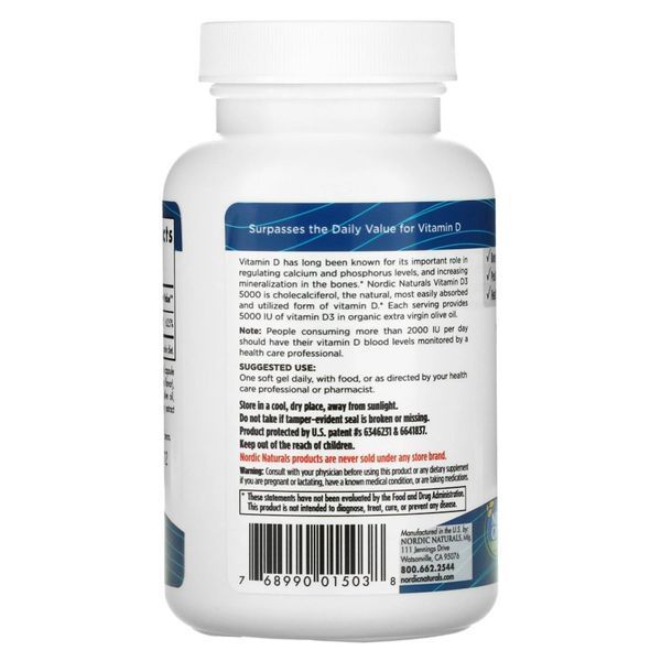 Вітамін D3 Nordic Naturals Vitamin D3 5000 IU, 120 капсул - Апельсин CN13527-1 фото