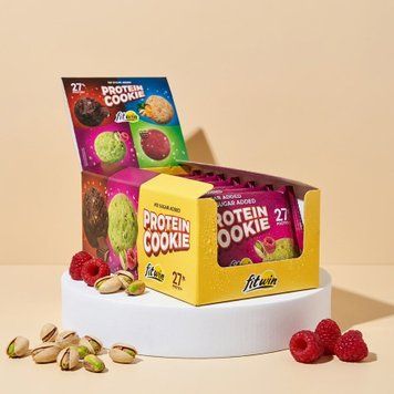 Блок протеїнового печива FitWin Protein Cookie 27%, 10*40 грамів - Фісташка-малина CN20120-1 фото