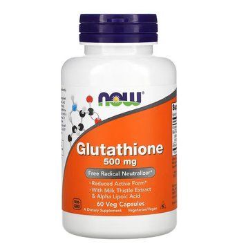 Амінокислота NOW Glutathione 500 mg, 60 вегакапсул CN11202 фото