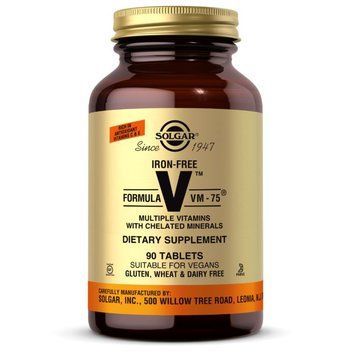 Вітаміни та мінерали Solgar Formula V VM-75 iron free, 90 таблеток CN6123 фото