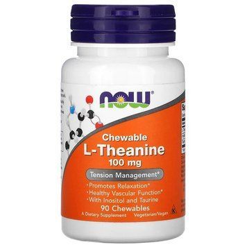 Амінокислота NOW L-Theanine 100 mg, 90 жувальних таблеток CN8700 фото