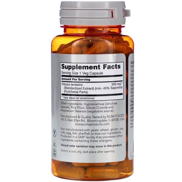 Стимулятор тестостерону NOW Sports Tribulus 500 mg, 100 капсул CN718 фото