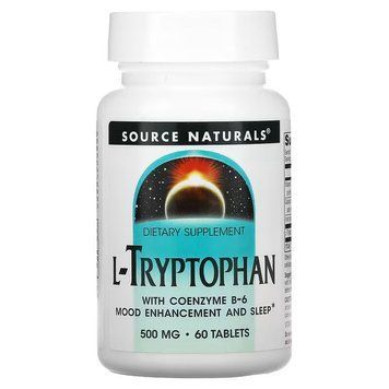 Амінокислота Source Naturals L-Tryptophan 500 mg with Coenzyme B-6, 60 таблеток CN12519 фото