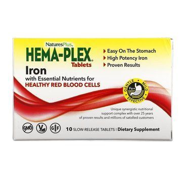Вітаміни та мінерали Natures Plus Hema-Plex, 10 таблеток CN11688 фото