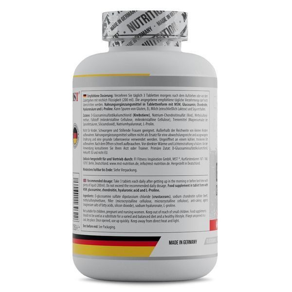 Хондропротектор MST Nutrition Glucosamine Chondroitin MSM Hyaluronic Acid L-Proline, 180 таблеток CN16143 фото