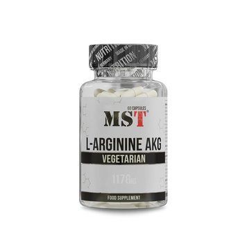 L-аргінін альфа-кетоглутарат MST Nutrition L-Arginine AKG, 60 капсул для покращення кровообігу CN15814 фото