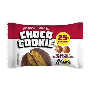 Протеїнове печиво FitWin Protein Cookie 25% Glazed, 40 грамів - Фундук-солона каремель CN20124-1 фото