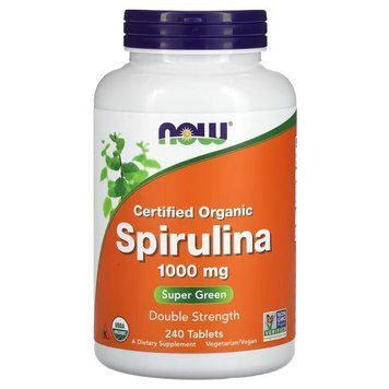 Натуральна добавка NOW Spirulina 1000 mg Certified Organic, 240 таблеток CN15625 фото