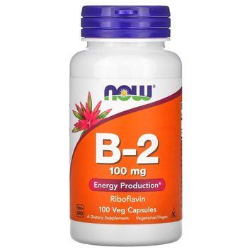 Вітаміни та мінерали NOW Vitamin B2 100 mg, 100 вегакапсул CN11437 фото