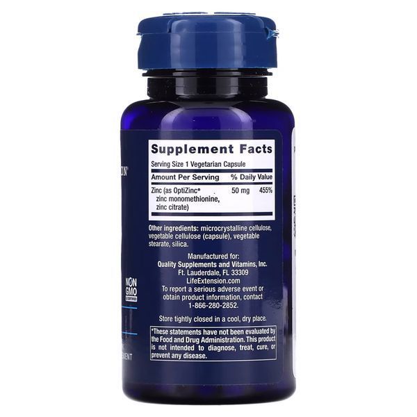 Вітаміни та мінерали Life Extension Zinc 50 mg, 90 вегакапсул CN10888 фото