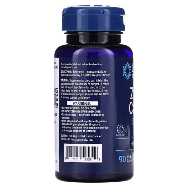 Вітаміни та мінерали Life Extension Zinc 50 mg, 90 вегакапсул CN10888 фото