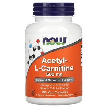 Жироспалювач NOW Acetyl-L-Carnitine 500 mg, 100 вегакапсул CN11447 фото