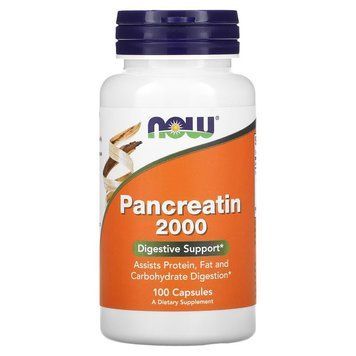 Пробіотики і пребіотики NOW Pancreatin 2000 mcg, 100 капсул CN11564 фото