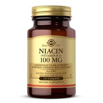 Вітаміни та мінерали Solgar Niacin 100 mg (Vitamin B3), 100 таблеток CN12442 фото