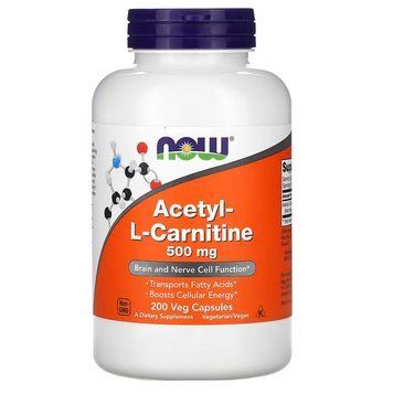 Жироспалювач NOW Acetyl-L-Carnitine 500 mg, 200 вегакапсул CN11448 фото