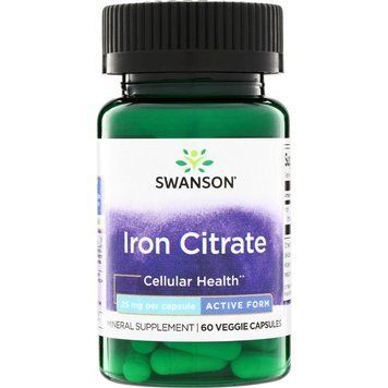 Залізо у формі цитрату Swanson Iron Citrate 25 mg, 60 вегакапсул CN20615-1 фото