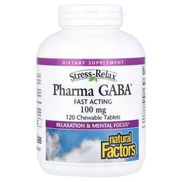 Гамма-аміномасляна кислота Natural Factors Stress-Relax Pharma GABA 100 mg, 120 желеек для спокою CN16726 фото