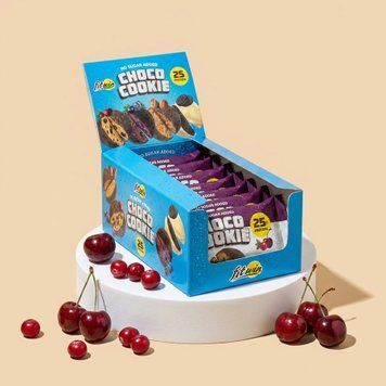 Блок протеїнового печива FitWin Protein Cookie 25% Glazed, 10*40 грамів - Вишня-журавлина CN20127-1 фото