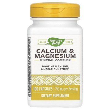 Кальцій та магній Nature's Way Calcium & Magnesium, 100 капсул для підтримки кісток, зубів CN16154 фото