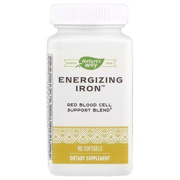 Залізо Nature's Way Energizing Iron, 90 капсул для підтримки здоров'я червоних кров'яних клітин CN16367 фото