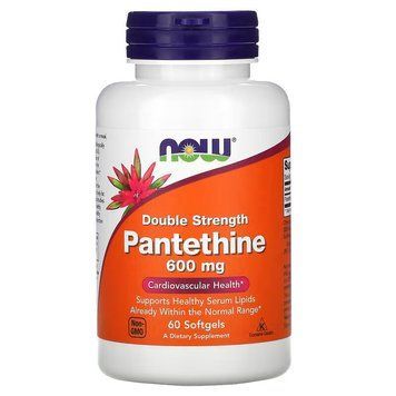 Вітаміни та мінерали NOW Pantethine Double Strength 600 mg, 60 капсул CN11567 фото