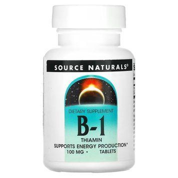 Вітаміни та мінерали Source Naturals Vitamin B1 Thiamin 100 mg, 100 таблеток CN12540 фото