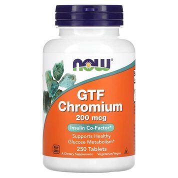Вітаміни та мінерали NOW GTF Chromium 200 mcg, 250 таблеток CN11347 фото