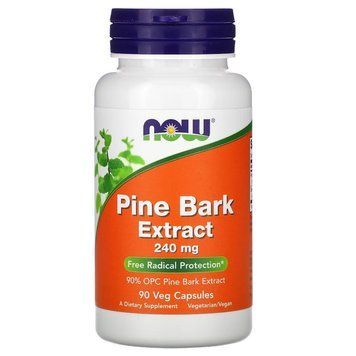 Натуральна добавка NOW Pine Bark Extract 240 mg, 90 вегакапсул CN11570 фото