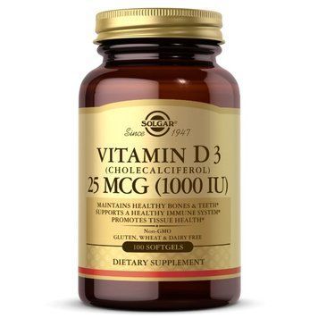 Вітаміни та мінерали Solgar Vitamin D3 25 mcg, 100 капсул CN6154 фото