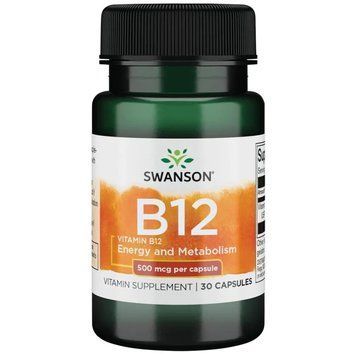 Вітаміни та мінерали Swanson Vitamin B12 500 mcg, 30 капсул CN7261 фото