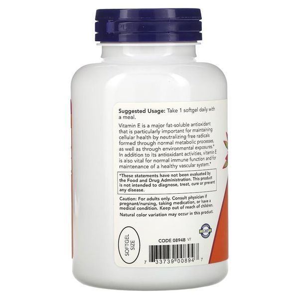 Вітаміни та мінерали NOW Vitamin E-400 with Mixed Tocopherols, 250 капсул CN12651 фото