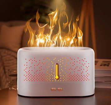Зволожувач повітря, аромадифузор портативний з імітацією вогню Kinscoter FLAME J5-7 colors 200 мл, White CN12207 фото