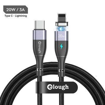 Кабель магнітний із швидкою зарядкою Elough 14 Contact 3 A, Type C - Lightining 1 м, Grey - плаский конектор CN13799 фото