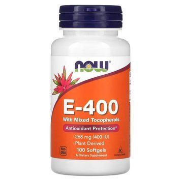 Вітаміни та мінерали NOW Vitamin E-400 with Mixed Tocopherols, 100 капсул CN12652 фото