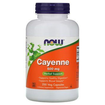 Натуральна добавка NOW Cayenne 500 mg, 250 вегакапсул CN10288 фото