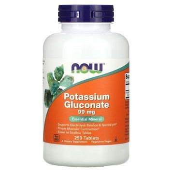 Глюконат калію NOW Potassium Gluconate 99 mg, 250 таблеток для підтримки кислотно-лужного балансу CN13974 фото
